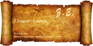 Zinger Emese névjegykártya